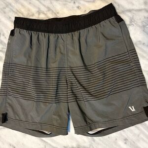 Men's Viori Gray Athletic Shorts with Black Waistband - V Logo